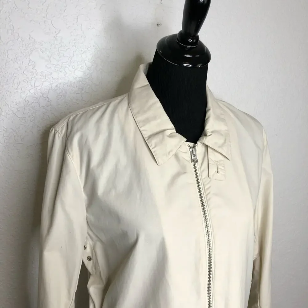 Theory Miron Fitzroy light tan cream full zip utility jacket size Medium